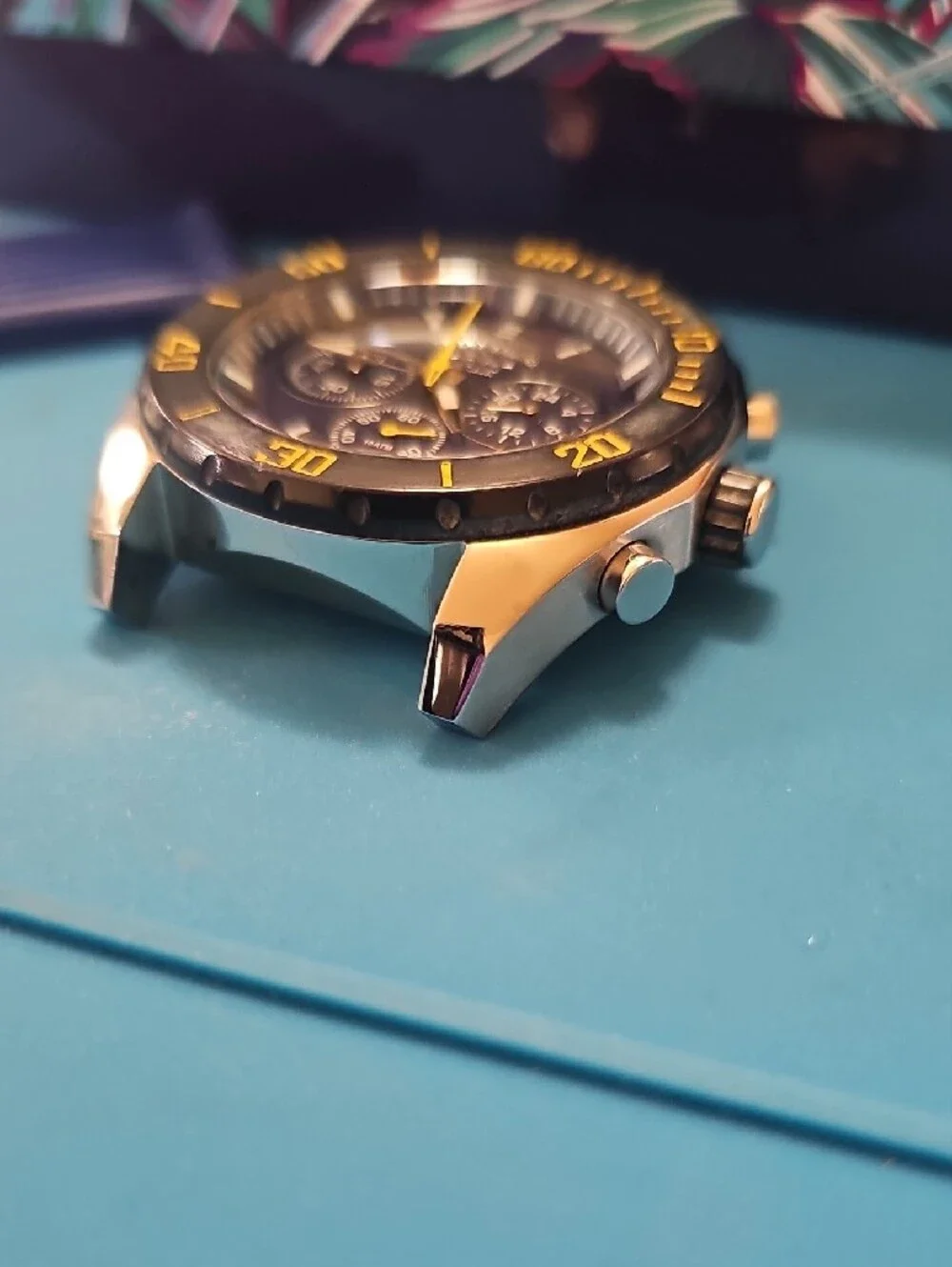 Tommy Bahama Blue and Gold Chronograph Watch with Blue Silicone Bands